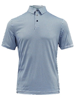 Island Green Mens  All Over Geo Print Polo Shirt