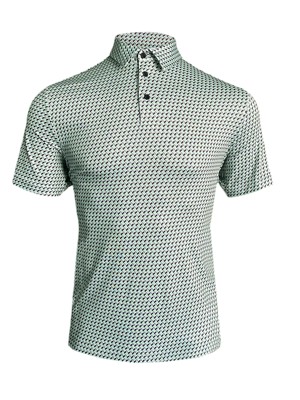 Island Green Mens  All Over Geo Print Polo Shirt