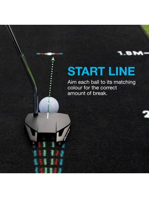 Me And My Golf Breaking Ball Putting Mat (8FT Marking) - Includes Instructional Training Videos
