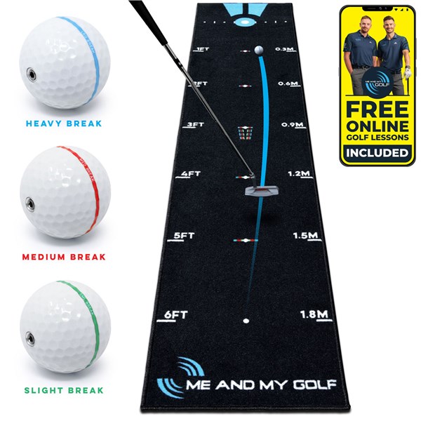 Me And My Golf Breaking Ball Putting Mat (7.5FT) - Includes Instructional Training Videos