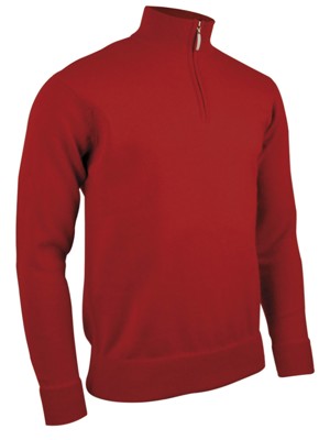 Glenmuir Mens Coll Zip Neck Lambswool Golf Sweater