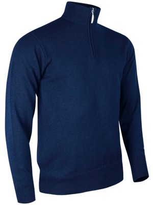 Glenmuir Mens Coll Zip Neck Lambswool Golf Sweater