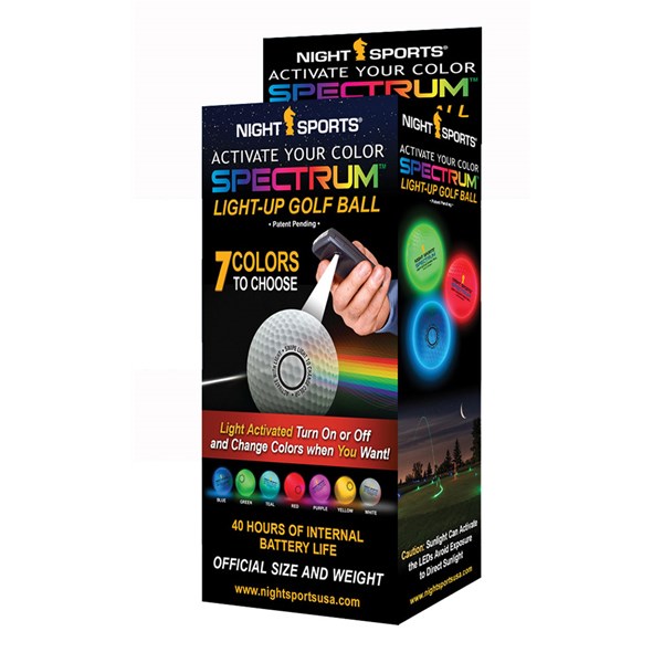 NightSports 7 Colour Spectrum Light Activated LED Golf Balls (3 Balls)