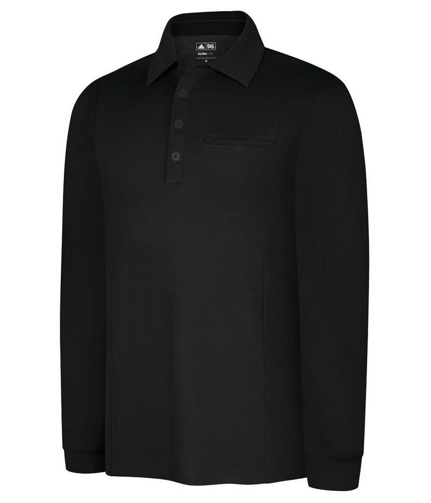 adidas Mens ClimaLite Warm Long Sleeve Textured Polo Shirt