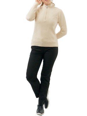 Pure Golf Ladies Sorrell Cable Knit Lined Quarter Zip Jumper