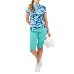 Pure Golf Ladies Rise Cap Sleeve Polo Shirt - Dappled Ocean