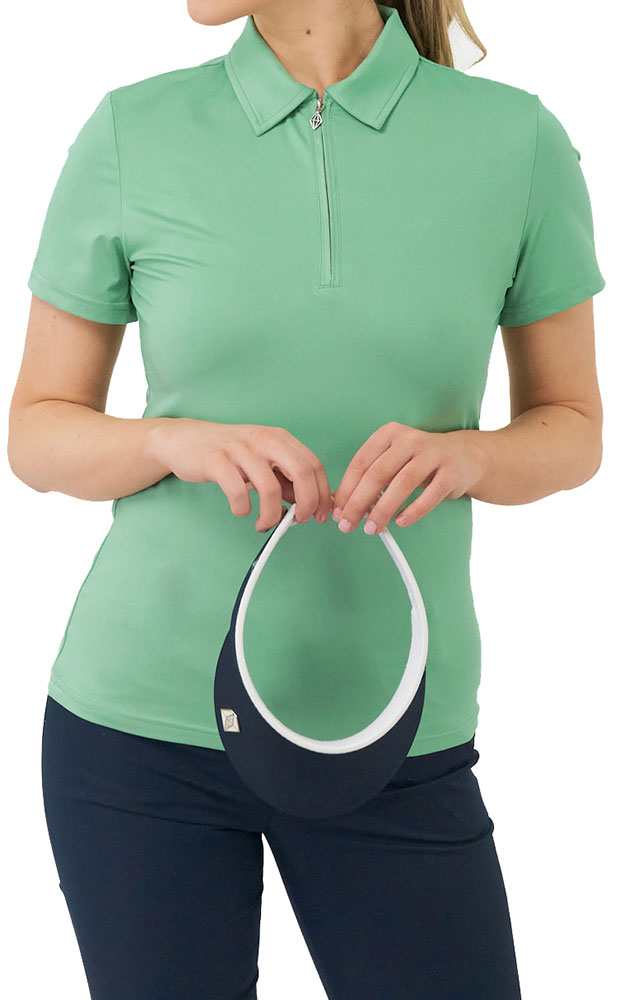 Pure Golf Ladies Christina Cap Sleeve Polo Shirt - Sage Green