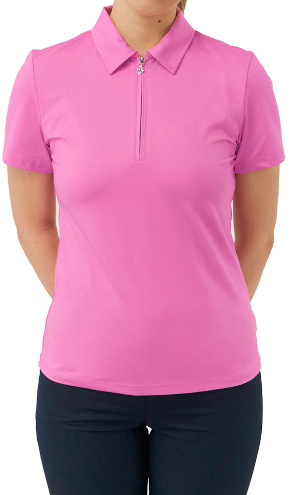Pure Golf Ladies Christina Cap Sleeve Polo Shirt - Candy Pink