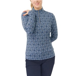 Pure Golf Ladies Arusha Full Print Midlayer Pullover - Optical Weave