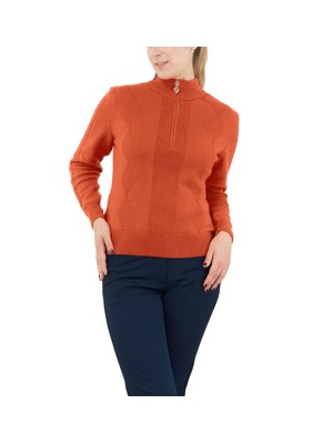 Pure Golf Ladies Sorrell Cable Knit Lined Quarter Zip Jumper