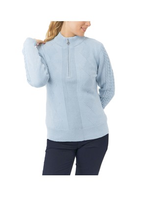 Pure Golf Ladies Sorrell Cable Knit Lined Quarter Zip Jumper