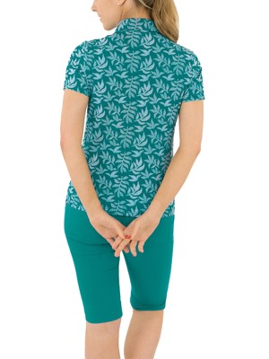 Pure Golf Ladies Amity Short Sleeve Polo Shirt - Teal Frondescence