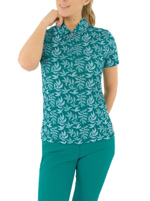 Pure Golf Ladies Amity Short Sleeve Polo Shirt - Teal Frondescence