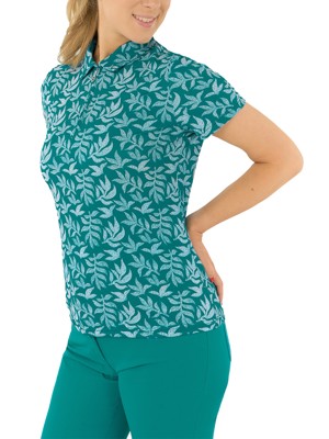 Pure Golf Ladies Amity Short Sleeve Polo Shirt - Teal Frondescence