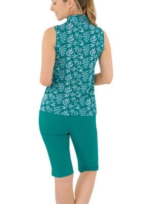 Pure Golf Ladies Amity Sleeveless Polo Shirt - Teal Frondescence