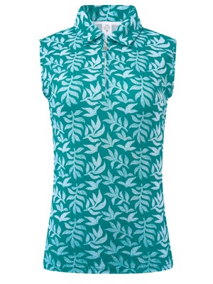 Pure Golf Ladies Amity Sleeveless Polo Shirt - Teal Frondescence