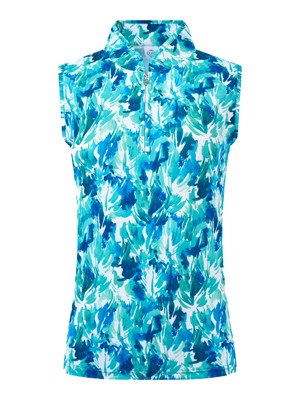Pure Golf Ladies Ellen Sleeveless Polo Shirt - Water Lily