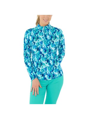 Pure Golf Ladies Serenity Long Sleeve Zip Top - Water Lily