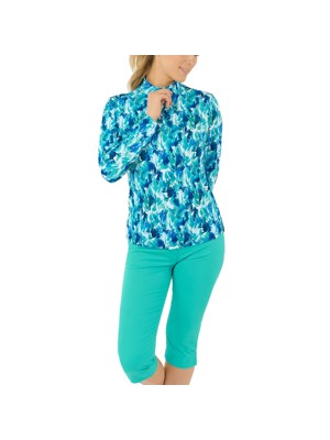 Pure Golf Ladies Serenity Long Sleeve Zip Top - Water Lily