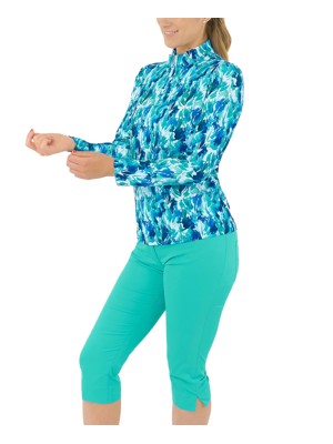 Pure Golf Ladies Serenity Long Sleeve Zip Top - Water Lily