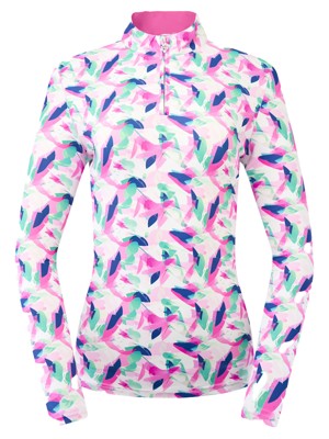 Pure Golf Ladies Serenity Long Sleeve Zip Top - Portrait Of Paradise