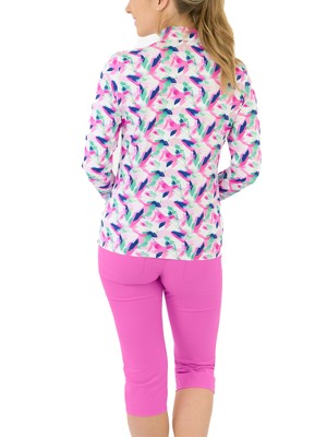 Pure Golf Ladies Serenity Long Sleeve Zip Top - Portrait Of Paradise