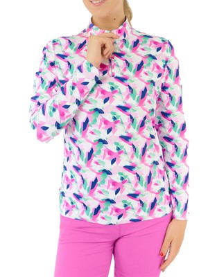 Pure Golf Ladies Serenity Long Sleeve Zip Top - Portrait Of Paradise