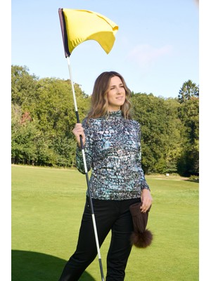 Pure Golf Ladies Amy Printed Roll Neck Base Layer -  Gilded Aspen