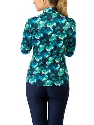 Pure Golf Ladies Amy Printed Roll Neck Base Layer - Leaf Lagoon