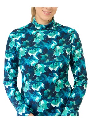 Pure Golf Ladies Amy Printed Roll Neck Base Layer - Leaf Lagoon