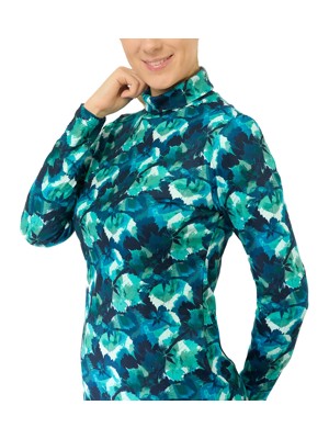 Pure Golf Ladies Amy Printed Roll Neck Base Layer - Leaf Lagoon