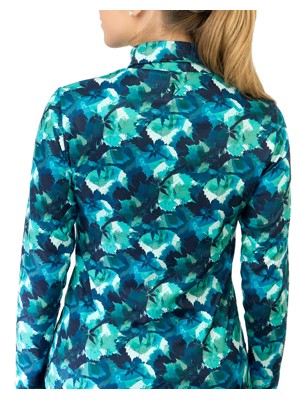 Pure Golf Ladies Amy Printed Roll Neck Base Layer - Leaf Lagoon