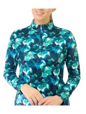Pure Golf Ladies Arusha Long Sleeve Mid Layer Pullover - Leaf Lagoon