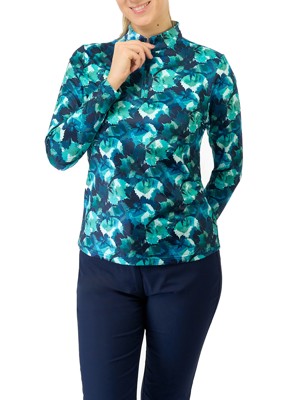 Pure Golf Ladies Arusha Long Sleeve Mid Layer Pullover - Leaf Lagoon