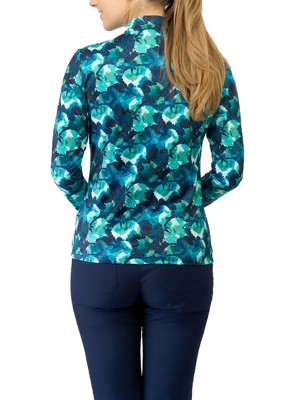 Pure Golf Ladies Arusha Long Sleeve Mid Layer Pullover - Leaf Lagoon