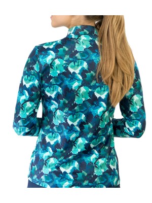 Pure Golf Ladies Arusha Long Sleeve Mid Layer Pullover - Leaf Lagoon