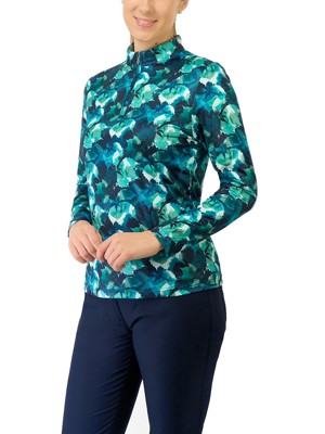 Pure Golf Ladies Arusha Long Sleeve Mid Layer Pullover - Leaf Lagoon