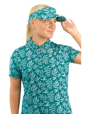 Pure Golf Ladies Arielle Patterned Telephone Wire Visor - Teal Frondescence