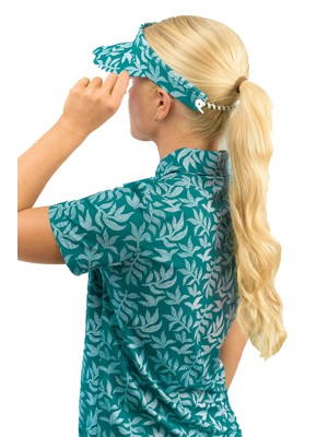 Pure Golf Ladies Arielle Patterned Telephone Wire Visor - Teal Frondescence