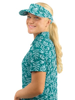 Pure Golf Ladies Arielle Patterned Telephone Wire Visor - Teal Frondescence