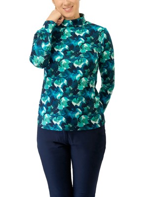 Pure Golf Ladies Amy Printed Roll Neck Base Layer - Leaf Lagoon