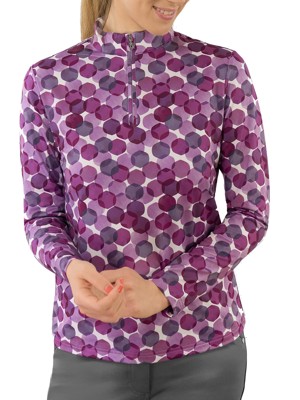 Pure Golf Ladies Arusha Long Sleeve Mid Layer - Berry Bokeh