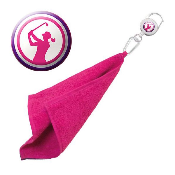 Lady Golfer Silhouette Retractable Towel