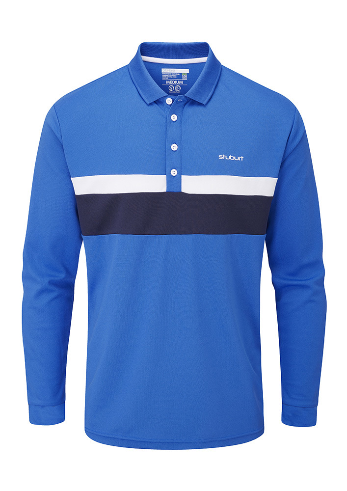 Stuburt Men's Sport Tech Polo Shirt - Breathable Golf Polo With DRI-Back Technology, Bondi Blue