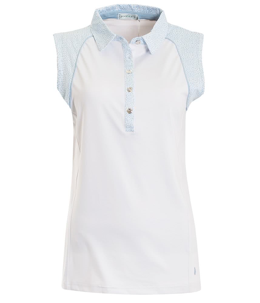 Green Lamb Ladies Piper Sleeveless Print Trim Polo Shirt - Golfonline