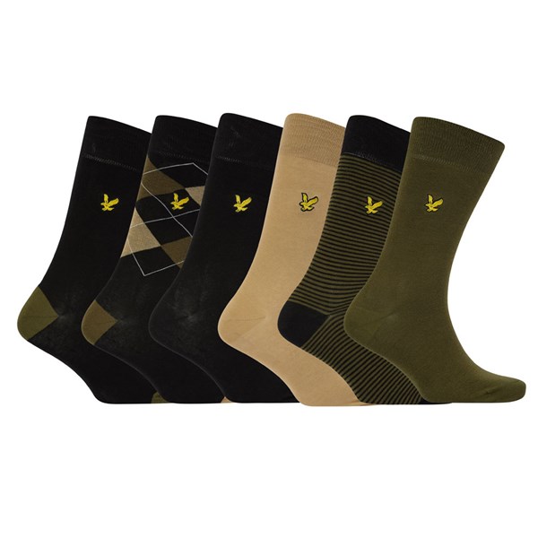 Lyle and Scott Mens Timothy Argyle And Plains Socks  (6 Pairs)