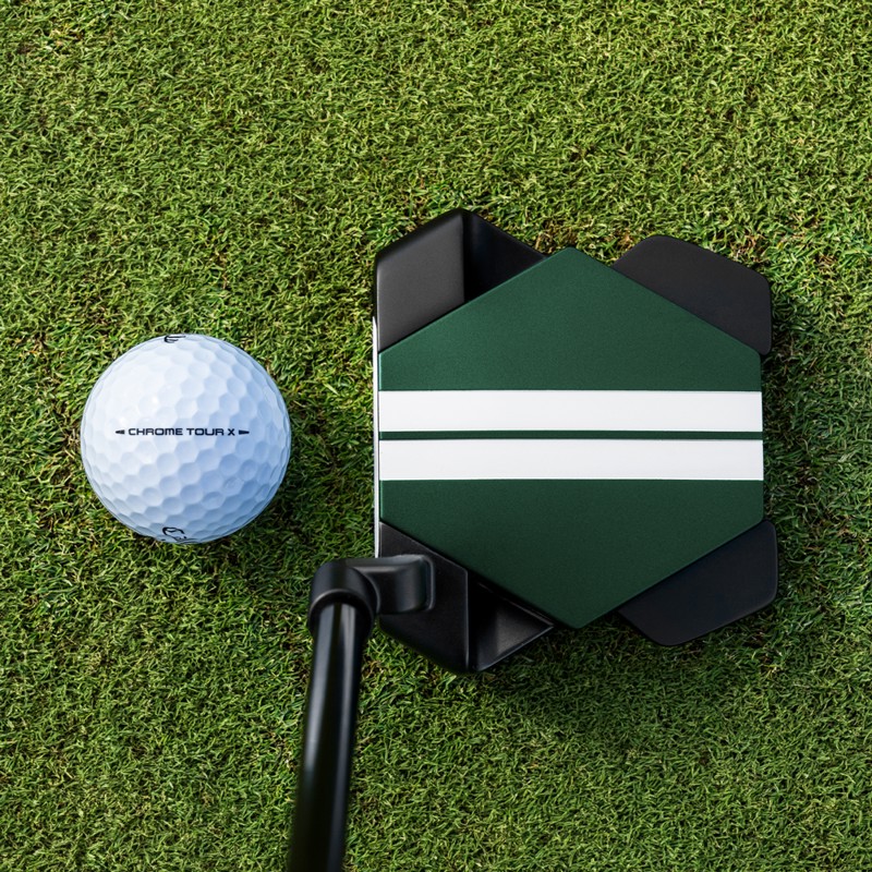 TRTL CH framing a Chrome Tour ball between its alignment lines