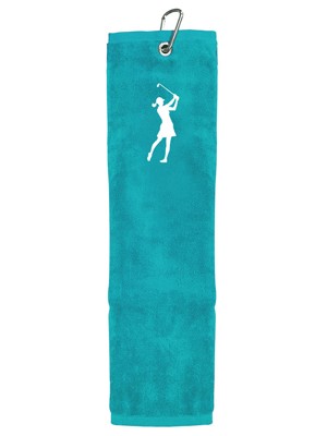 Ladies Embroidered Terry Cotton Lady Golfer Tri-Fold Towel