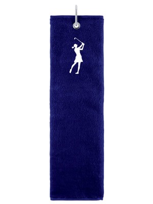 Ladies Embroidered Terry Cotton Lady Golfer Tri-Fold Towel