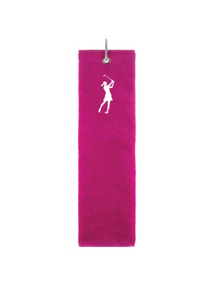 Ladies Embroidered Terry Cotton Lady Golfer Tri-Fold Towel
